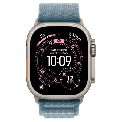 Apple Watch Ultra 3 GPS + Cellular 49mm Natural Titanium Case with Light Blue Alpine Loop - Large (MEWP4)