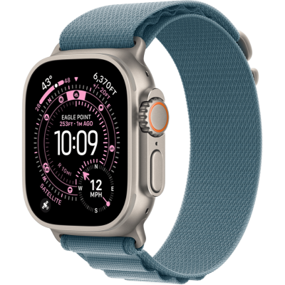 Apple Watch Ultra 3 GPS + Cellular 49mm Natural Titanium Case with Light Blue Alpine Loop - Large (MEWP4)