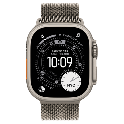 Apple Watch Ultra 3 GPS + Cellular 49mm Natural Titanium Case with Natural Titanium Milanese Loop - Large (MF0E4)
