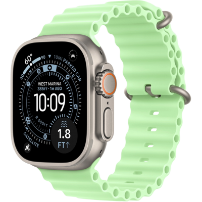 Apple Watch Ultra 3 GPS + Cellular 49mm Natural Titanium Case with Neon Green Ocean Band (MF1V4+MGCF4)
