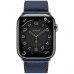 Apple Watch Hermès Series 7 GPS + Cellular 45mm Space Black Stainless Steel Case (MKMH3) with Navy Swift Leather Single Tour (MKG73)