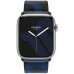 Apple Watch Hermès Series 7 GPS + Cellular 41mm Silver Stainless Steel Case (MKLK3) with Noir/Bleu Electrique Swift Leather (MKFR3)