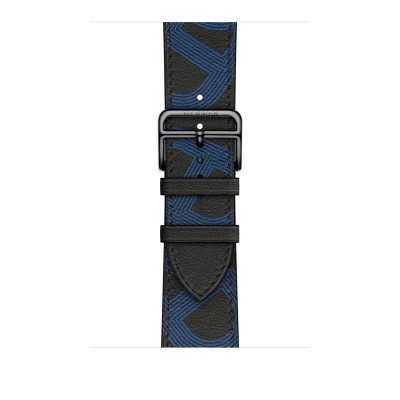 Apple Watch Hermès Series 7 GPS + Cellular 41mm Silver Stainless Steel Case (MKLK3) with Noir/Bleu Electrique Swift Leather (MKFR3)