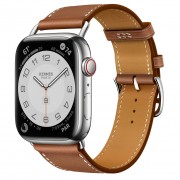 Apple Watch Hermès Series 7 GPS + Cellular 45mm Silver Stainless Steel Case (MKMG3) with Gold Swift Leather (MKGH3)
