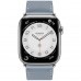 Apple Watch Hermès Series 7 GPS + Cellular 41mm Silver Stainless Steel Case (MKLK3) with Bleu Lin Swift Leather Single Tour (MKFP3)