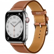 Apple Watch Hermès Series 7 GPS + Cellular 41mm Silver Stainless Steel Case with Gold Single Tour (MKHN3)