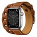 Apple Watch Hermès Series 7 GPS + Cellular 41 Silver Stainless Steel Case (MKLK3) with Gourmette Double Tour (MKFV3)