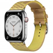 Apple Watch Hermès Series 7 GPS + Cellular 45mm Silver Stainless Steel Case (MKMG3) with Kraft/Lime Jumping Single Tour (MKGM3)