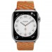 Apple Watch Hermès Series 7 GPS + Cellular 41mm Silver Stainless Steel Case (MKLK3) with Kraft/Orange Jumping Single Tour (MKGL3)