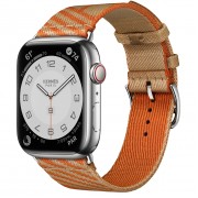 Apple Watch Hermès Series 7 GPS + Cellular 41mm Silver Stainless Steel Case (MKLK3) with Kraft/Orange Jumping Single Tour (MKGL3)