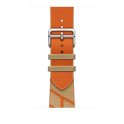 Apple Watch Hermès Series 7 GPS + Cellular 41mm Silver Stainless Steel Case (MKLK3) with Kraft/Orange Jumping Single Tour (MKGL3)