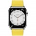 Apple Watch Hermès Series 7 GPS + Cellular 41mm Silver Stainless Steel Case (MKLK3) with Lime Swift Leather Single Tour (MKFQ3)