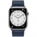 Apple Watch Hermès Series 7 GPS + Cellular 41mm Silver Stainless Steel Case (MKLK3) with Navy Swift Leather Single Tour (MKFN3)