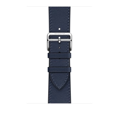 Apple Watch Hermès Series 7 GPS + Cellular 41mm Silver Stainless Steel Case (MKLK3) with Navy Swift Leather Single Tour (MKFN3)