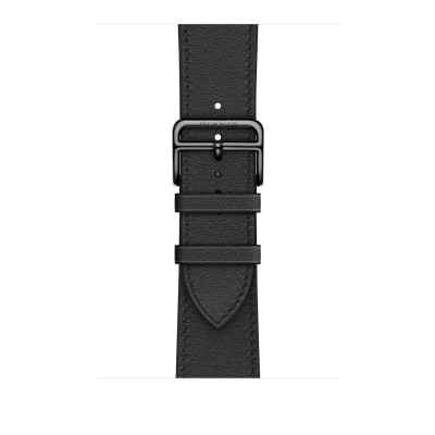 Apple Watch Hermès Series 7 GPS + Cellular 41mm Silver Stainless Steel Case (MKLK3) with Noir Swift Leather Single Tour (MX2P2)