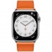 Apple Watch Hermès Series 7 GPS + Cellular 41mm Silver Stainless Steel Case (MKLK3) with Orange Swift Leather Single Tour (MXTM2)