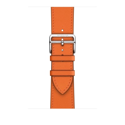 Apple Watch Hermès Series 7 GPS + Cellular 41mm Silver Stainless Steel Case (MKLK3) with Orange Swift Leather Single Tour (MXTM2)