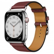 Apple Watch Hermès Series 7 GPS + Cellular 45mm Silver Stainless Steel Case (MKMG3) with Rouge H Swift Leather (MKGJ3)