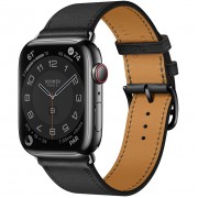 Apple Watch Hermès Series 7 GPS + Cellular 45mm Space Black Stainless Steel Case with Noir Black Single Tour (MKJN3)