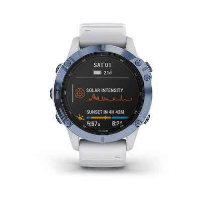 Смарт-часы Garmin Fenix 6 Pro Solar Edition Mineral Blue with Whitestone Band (010-02410-19/010-02410-18)