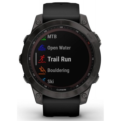 Смарт-часы Garmin Fenix 7 Sapphire Solar Carbon Gray DLC Titanium with Black Band (010-02540-20, 010-02540-21)
