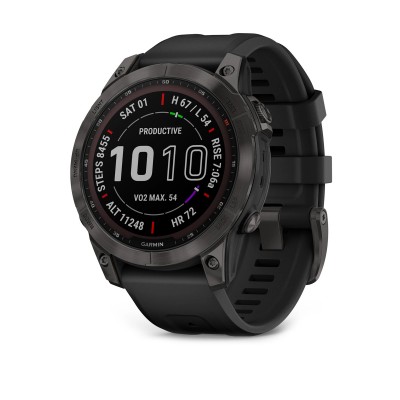 Смарт-часы Garmin Fenix 7 Sapphire Solar Carbon Gray DLC Titanium with Black Band (010-02540-20, 010-02540-21)