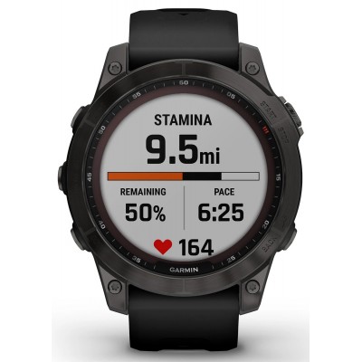 Смарт-часы Garmin Fenix 7 Sapphire Solar Carbon Gray DLC Titanium with Black Band (010-02540-20, 010-02540-21)