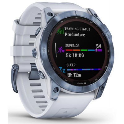 Смарт-часы Garmin Fenix 7X Sapphire Solar Mineral Blue DLC Titanium with Whitestone Band (010-02541-14/15)