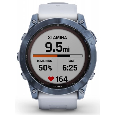Смарт-часы Garmin Fenix 7X Sapphire Solar Mineral Blue DLC Titanium with Whitestone Band (010-02541-14/15)