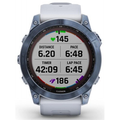 Смарт-часы Garmin Fenix 7X Sapphire Solar Mineral Blue DLC Titanium with Whitestone Band (010-02541-14/15)