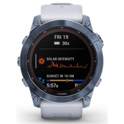 Смарт-часы Garmin Fenix 7X Sapphire Solar Mineral Blue DLC Titanium with Whitestone Band (010-02541-14/15)