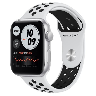 Apple Watch SE Nike GPS 44mm Silver Aluminum Case with Pure Platinum / Black Nike Sport Band (MYYH2)