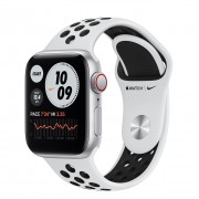 Apple Watch SE Nike GPS + Cellular 40mm Silver Aluminum Case with Pure Platinum/Black Nike Sport Band (MYYR2, MYYW2)