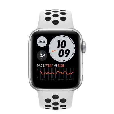 Apple Watch SE Nike GPS + Cellular 40mm Silver Aluminum Case with Pure Platinum/Black Nike Sport Band (MYYR2, MYYW2)