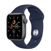 Apple Watch SE GPS 40mm Space Gray Aluminum Case (MYE02) with Deep Navy Sport Band (MYAU2)