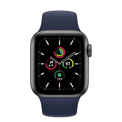 Apple Watch SE GPS + Cellular 40mm Space Gray Aluminum Case with Deep Navy Sport Band (MYF42, MYF72)