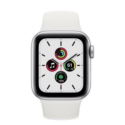 Apple Watch SE GPS + Cellular 40mm Silver Aluminum Case with White Sport Band (MYE82, MYEF2)