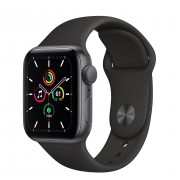 Apple Watch SE GPS 40mm Space Gray Aluminum Case with Black Sport Band (MYDP2)