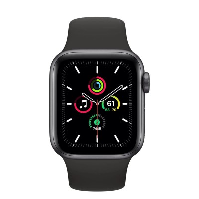 Apple Watch SE GPS + Cellular 40mm Space Gray Aluminum Case with Black Sport Band (MYED2, MYEK2)