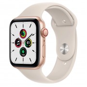 Apple Watch SE GPS + Cellular 44mm Gold Aluminum Case with Starlight Sport Band (MKRP3, MKT13)