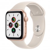 Apple Watch SE GPS 44mm Gold Aluminum Case with Starlight Sport Band (MKQ53)