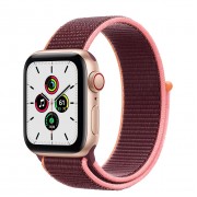 Apple Watch SE GPS + Cellular 40mm Gold Aluminum Case with Plum Sport Loop (MYEC2, MYEJ2)