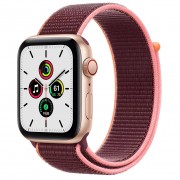 Apple Watch SE GPS + Cellular 44mm Gold Aluminum Case with Plum Sport Loop (MYEQ2, MYEY2)
