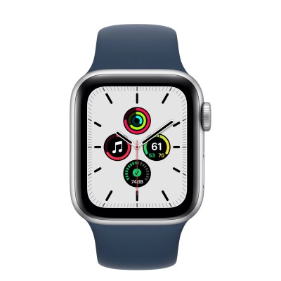 Apple Watch SE GPS + Cellular 40mm Silver Aluminum Case with Abyss Blue Sport Band (MKQL3, MKQV3)