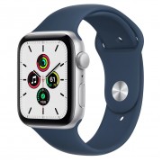 Apple Watch SE GPS 44mm Silver Aluminum Case with Abyss Blue Sport Band (MKQ43)