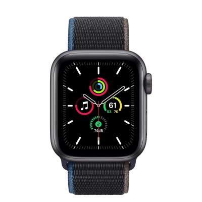 Apple Watch SE GPS + Cellular 40mm Space Gray Aluminum Case with Charcoal Sport Loop (MYEE2, MYEL2)