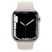Apple Watch Series 7 GPS + Cellular 45mm Silver Stainless Steel Case with Starlight Sport Band (MKJD3, MKJV3)