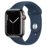 Apple Watch Series 7 GPS + Cellular 41mm Graphite Stainless Steel Case with Abyss Blue Sport Band (MKHJ3, MKJ13)