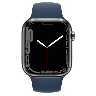 Apple Watch Series 7 GPS + Cellular 45mm Graphite Stainless Steel Case with Abyss Blue Sport Band (MKJH3, MKL23)