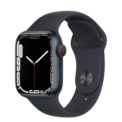 Apple Watch Series 7 GPS + Cellular 41mm Midnight Aluminum Case with Midnight Sport Band (MKH73, MKHQ3)